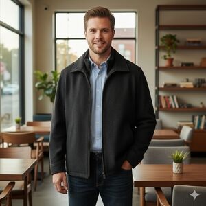 Apt. 9 Men's Black Wool Zip-Up Sweater Jacket XL